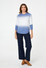 Blue | Printed Long Sleeve Curve Hem Top
