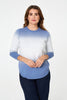 Blue | Printed Long Sleeve Curve Hem Top
