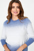 Blue | Printed Long Sleeve Curve Hem Top
