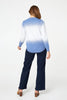 Blue | Printed Long Sleeve Curve Hem Top
