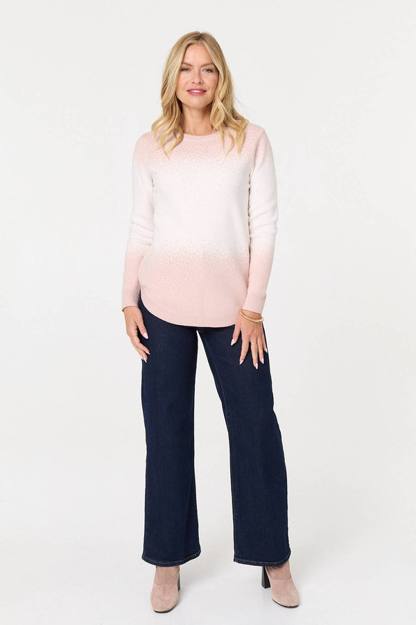 Pink | Printed Long Sleeve Curve Hem Top