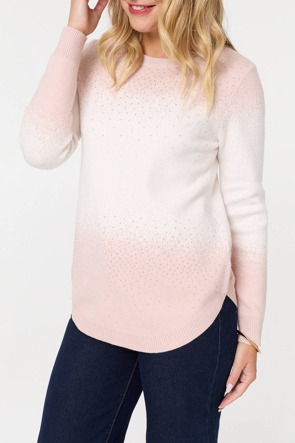 Pink | Printed Long Sleeve Curve Hem Top