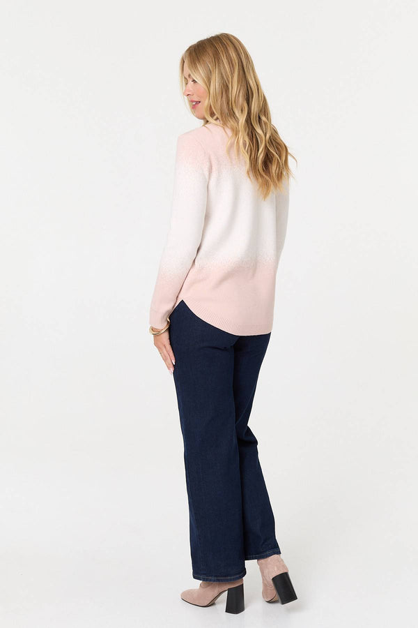 Pink | Printed Long Sleeve Curve Hem Top