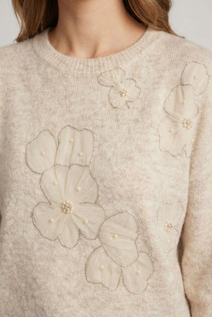 Cream | Floral Relaxed Embroidered Jumper