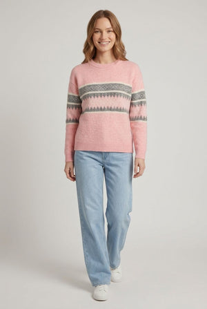 Pink | Aztec Stripe Print Relaxed Jumper