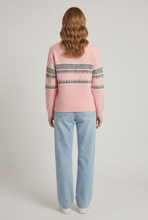 Pink | Aztec Stripe Print Relaxed Jumper