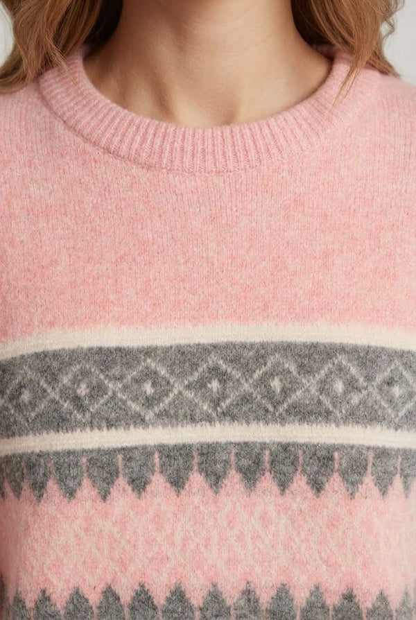 Pink | Aztec Stripe Print Relaxed Jumper
