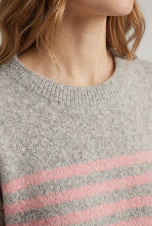 Pink | Striped Print Drop Shoulder Jumper