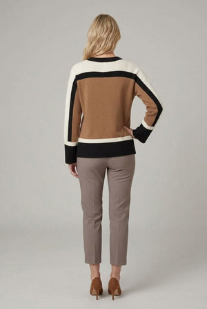 Brown | Colour Block Print Boxy Jumper