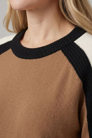 Brown | Colour Block Print Boxy Jumper