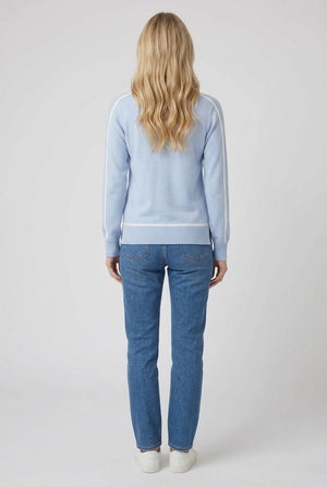 Blue | Stitch Trim High Neck Jumper