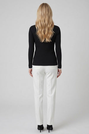 Black | Contrast Trim Buttoned Knit Polo Shirt