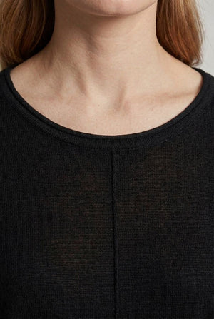 Black | Long Sleeve Relaxed Lightweight Knit Top
