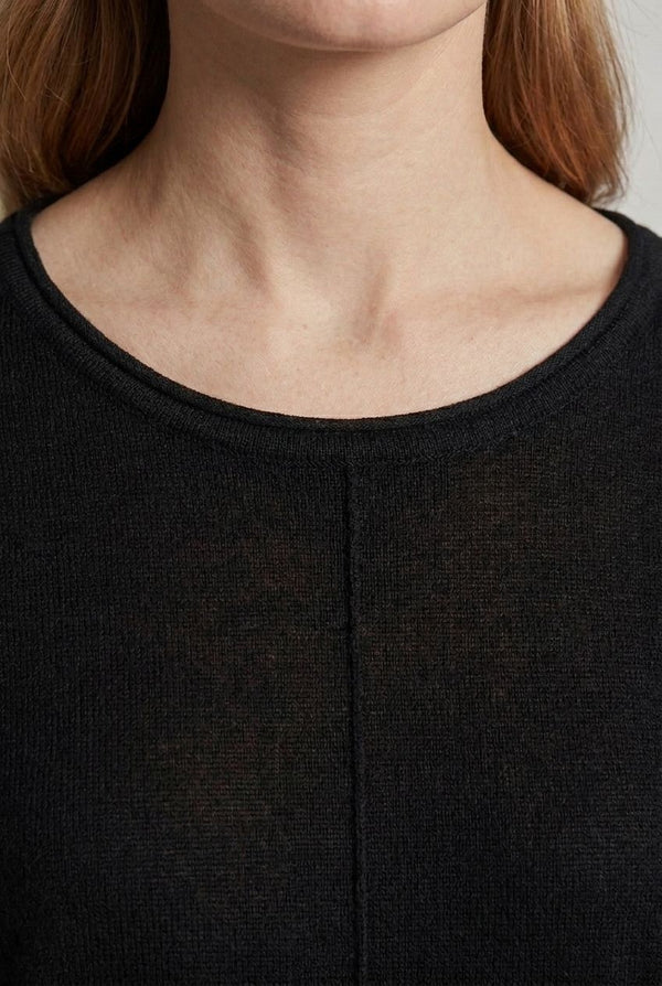 Black | Long Sleeve Relaxed Lightweight Knit Top
