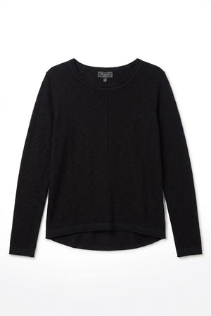 Black | Long Sleeve Relaxed Lightweight Knit Top
