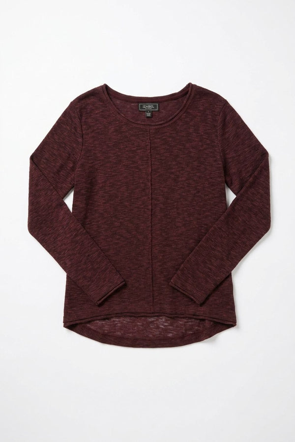 Brown | Long Sleeve Relaxed Lightweight Knit Top
