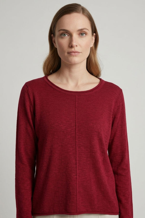 Red | Long Sleeve Relaxed Lightweight Knit Top
