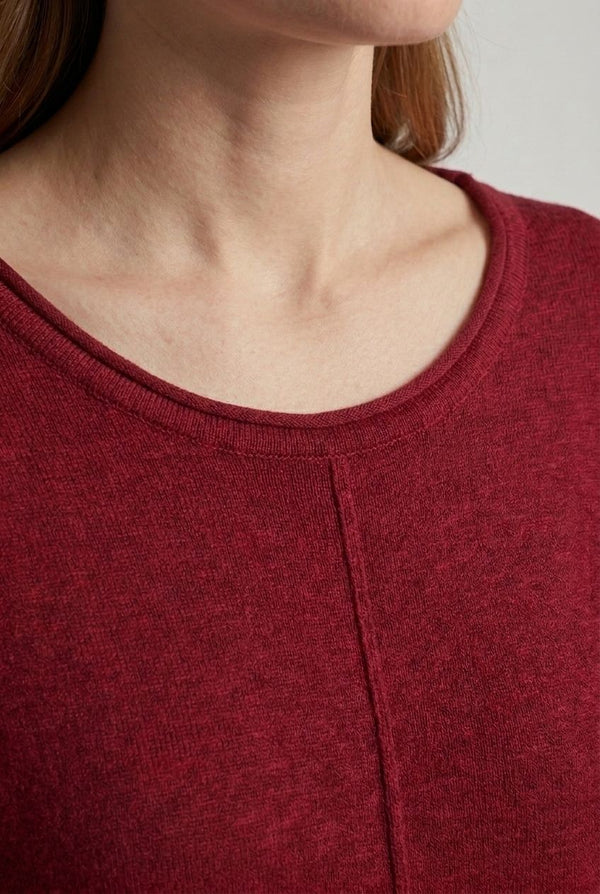 Red | Long Sleeve Relaxed Lightweight Knit Top
