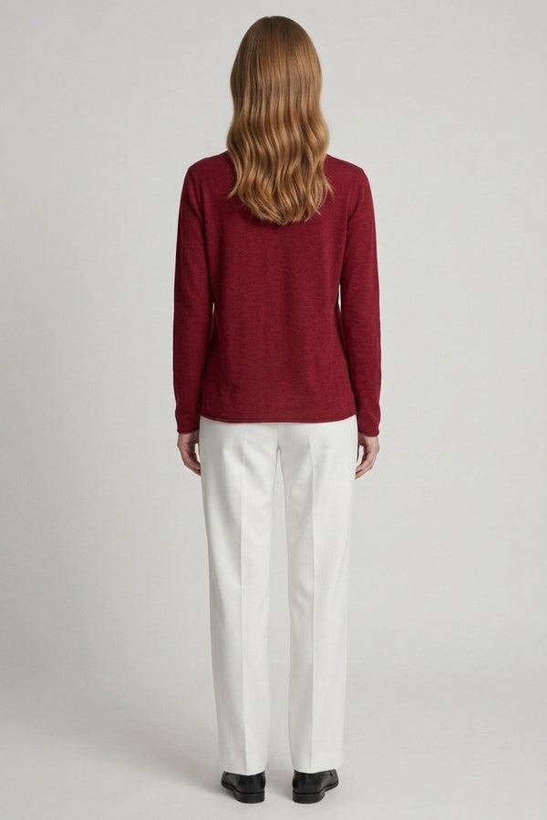 Red | Long Sleeve Relaxed Lightweight Knit Top
