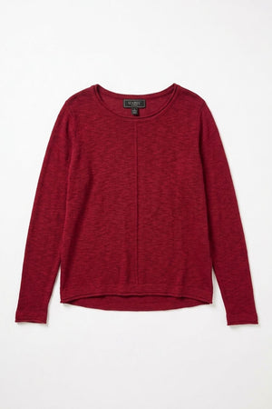 Red | Long Sleeve Relaxed Lightweight Knit Top
