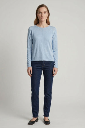 Blue | Long Sleeve Relaxed Lightweight Knit Top
