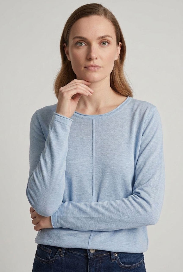 Blue | Long Sleeve Relaxed Lightweight Knit Top
