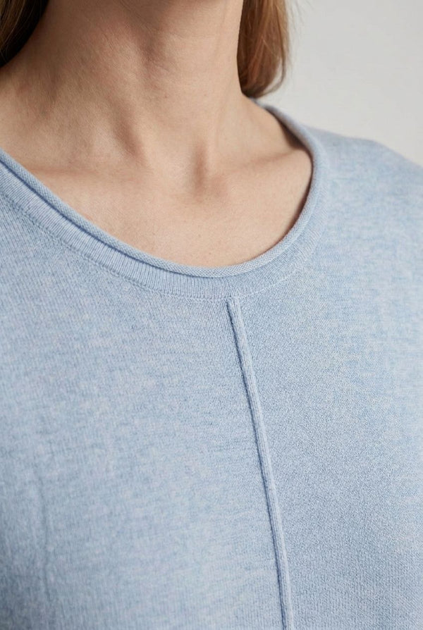 Blue | Long Sleeve Relaxed Lightweight Knit Top
