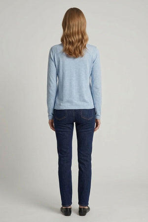Blue | Long Sleeve Relaxed Lightweight Knit Top
