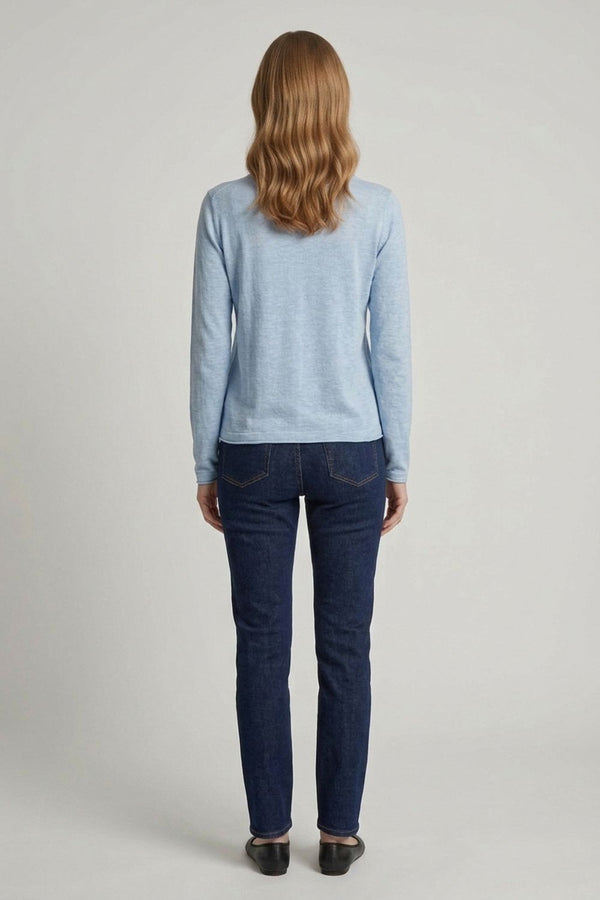 Blue | Long Sleeve Relaxed Lightweight Knit Top
