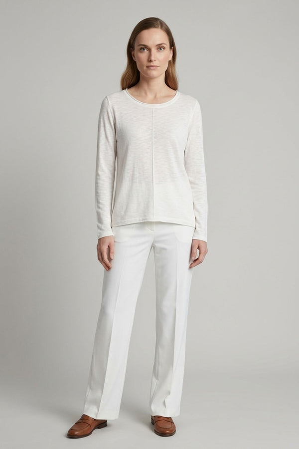 White | Long Sleeve Relaxed Lightweight Knit Top
