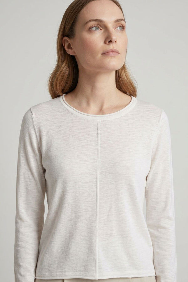 White | Long Sleeve Relaxed Lightweight Knit Top
