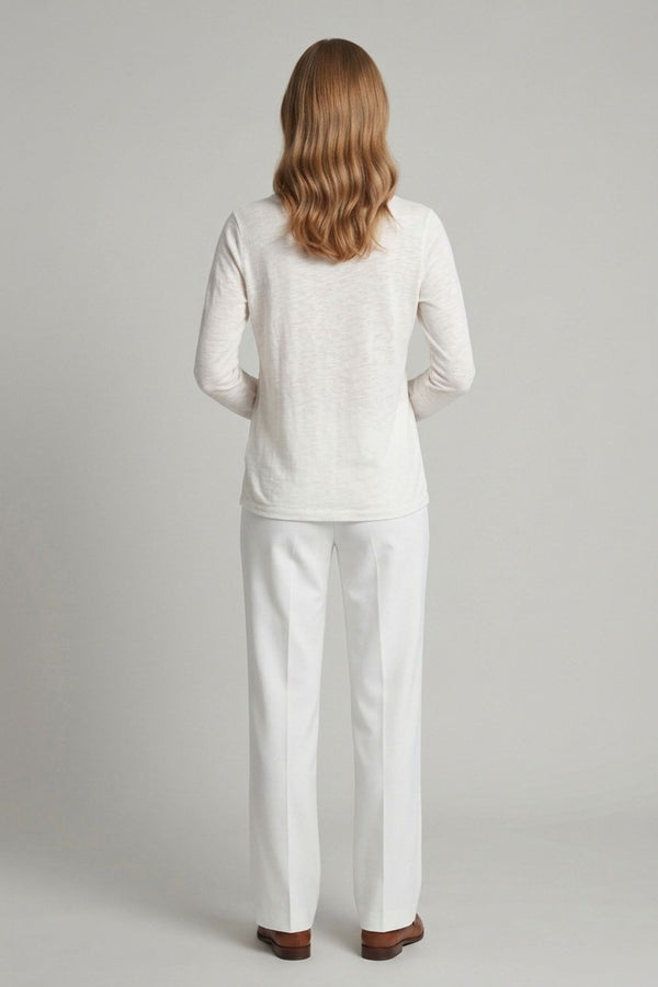 White | Long Sleeve Relaxed Lightweight Knit Top
