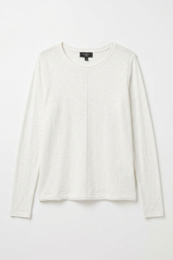 White | Long Sleeve Relaxed Lightweight Knit Top
