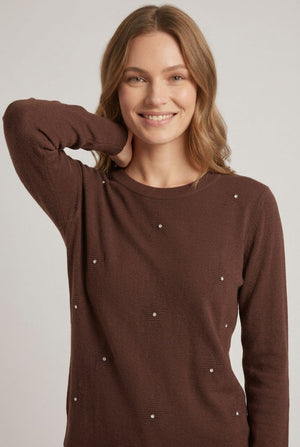 Brown | Sparkle Star Textured Embellished Jumper