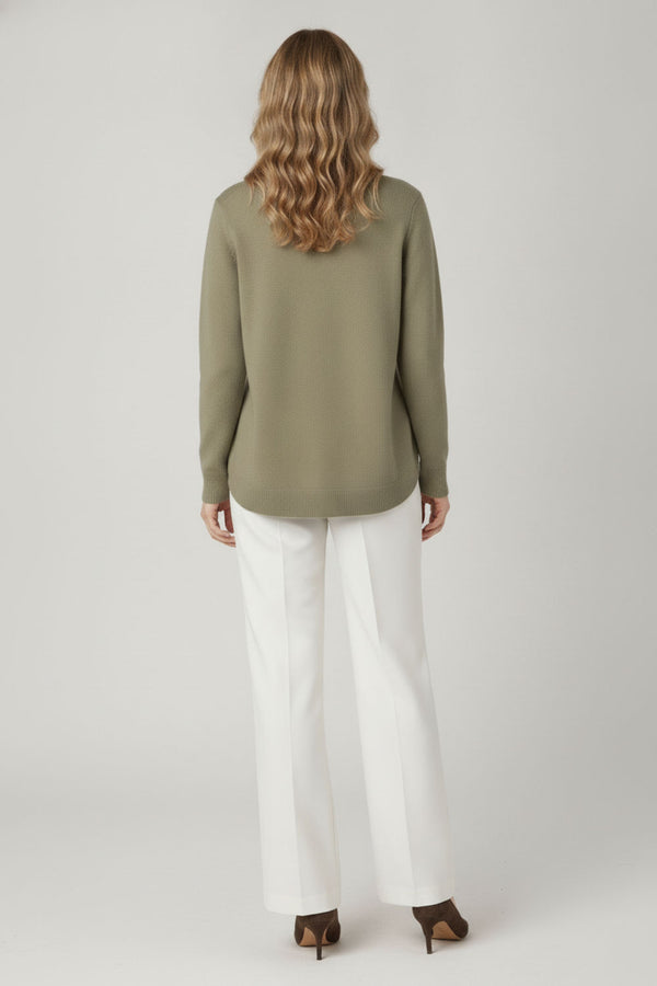 Sage | Printed Long Sleeve Curve Hem Jumper