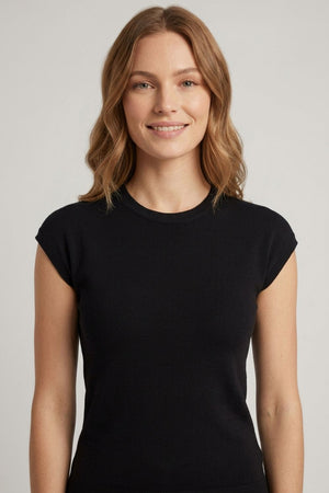 Black | Short Sleeve Slim Fit Jumper Top