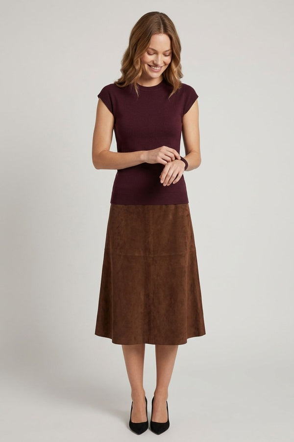 Burgundy | Short Sleeve Slim Fit Jumper Top