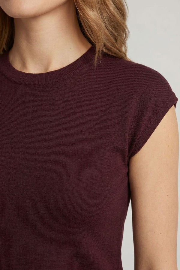 Burgundy | Short Sleeve Slim Fit Jumper Top