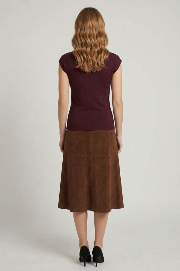 Burgundy | Short Sleeve Slim Fit Jumper Top