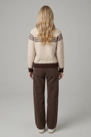 Cream | Border Print Relaxed Jumper