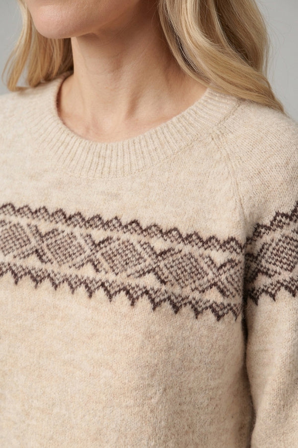 Cream | Border Print Relaxed Jumper