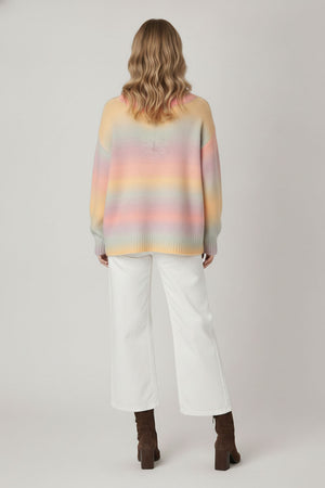 Yellow | Striped Drop Shoulder V-Neck Jumper