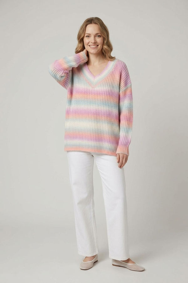 Purple | Striped Relaxed Drop Shoulder Jumper