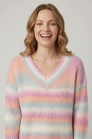 Purple | Striped Relaxed Drop Shoulder Jumper
