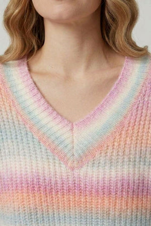 Purple | Striped Relaxed Drop Shoulder Jumper