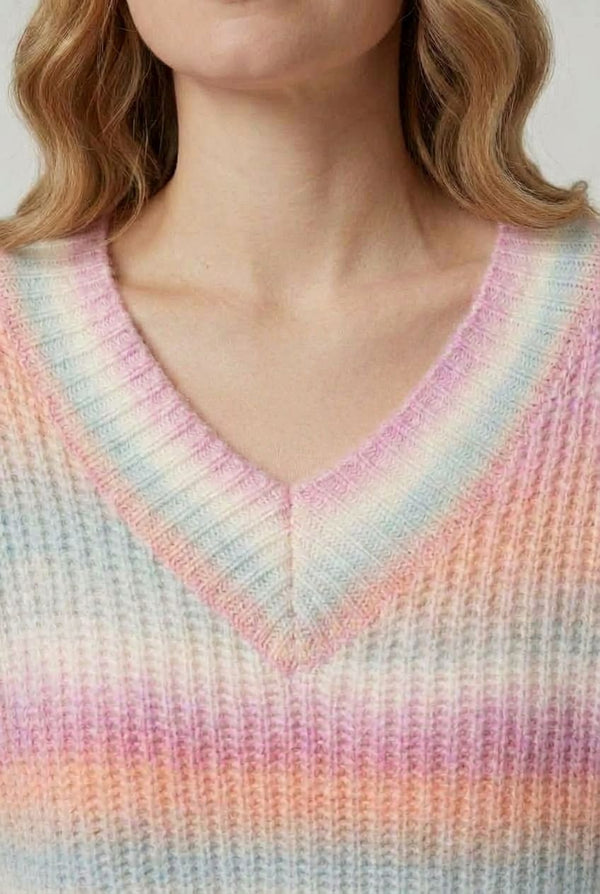 Purple | Striped Relaxed Drop Shoulder Jumper
