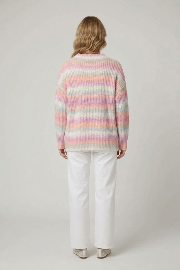 Purple | Striped Relaxed Drop Shoulder Jumper