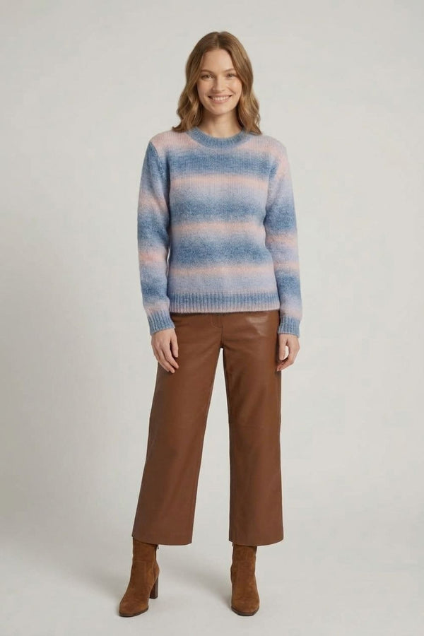 Blue | Striped Textured Relaxed Jumper