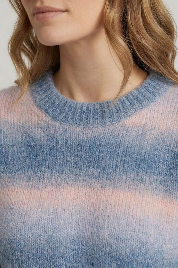 Blue | Striped Textured Relaxed Jumper