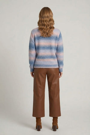 Blue | Striped Textured Relaxed Jumper